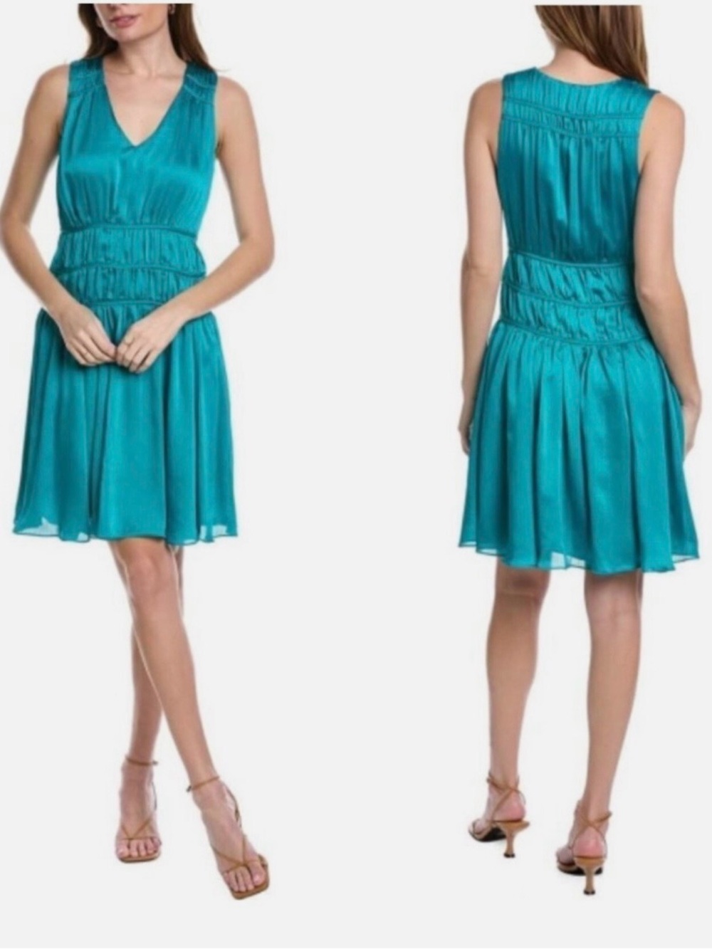 Sleeveless V-Neck Teal Women's Dress